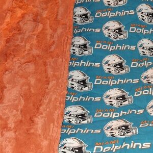 Handmade Miami Dolphins Reversible Blanket / Comforter 58"x 90"